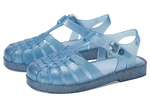 Mini Melissa Girls Possession Shiny (Little Big Kid) Fisherman Sandal, Glitter Blue, 12