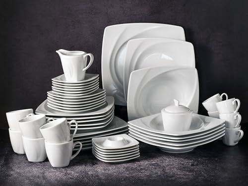 CreaTable 13136 vaisselle porcelaine blanche service de table complet 50 pièces - 3