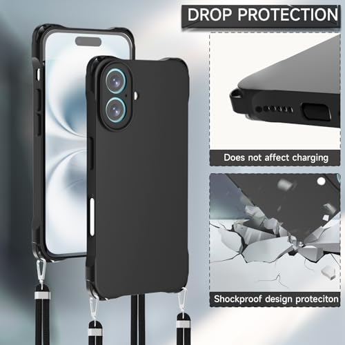 Coque de protection iPhone 16 Plus antichoc silicone noir ZhengQian