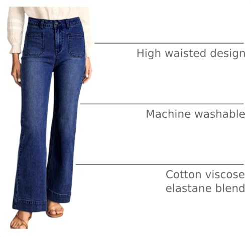 Image of Astylish Women's Wide Leg Jeans High Waisted Denim Pants