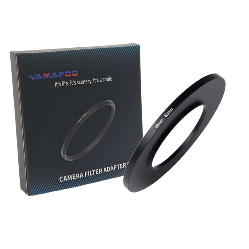 YAMAFOO 49mm to 82mm Step-Up Ring/Step Down Rings Filter Adapter for All Brands UV ND CPL Metal Ring Step-Up Rings Adapter Filter,Black (49-82)