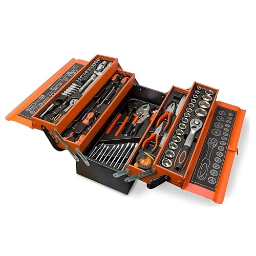 Yasta Cassetta Attrezzi Completa 85 Pezzi Professionale | Set Utensili Manuali Da Lavoro Fai da Te Auto e Casa | Valigetta Metallo Richiudibile con Cricchetto, Chiavi Bussola, Pinze e Cacciaviti