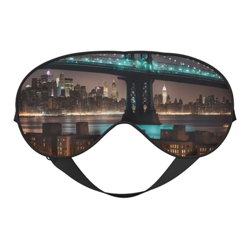 New York Manhattan Bridge - Antifaz funcional con estampado nocturno ajustable, ligero, transpirable, para hombres y mujeres, viajes, meditación