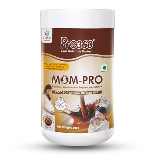 Image of PRO360 Mom-Pro Nutritional Supplement For Pregnant & Lactating Women Complete Maternal Nutrition During Pregnancy With Protein, Dha, Vitamins, Minerals Swiss Chocolate Flavor, 200 Gm