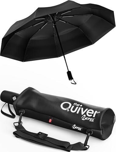 Windproof Travel Umbrella - Compact & Withstands Winds up to 100MPH, Strongest Premium Auto Folding Umbrella for Rain and Sun - Durable, Light & Portable for Women & Men, Fits Backpack & Cars