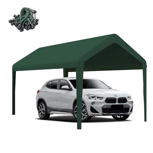 GOTRUTH Canopy Replacement Cover, Carport Replacement Canopy, 800D Oxford Waterproof & UV Protected Tarp with Ball Bungees (Frame is not Included) (Green, 10x20)