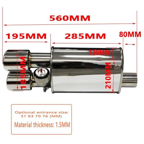 Escape de coche de 63mm con válvula de vacío y silenciador variable de acero inoxidable 5