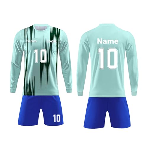 Genérico Traje Uniforme de Portero de fútbol Personalizado con Nombre y número del Equipo, Traje de fútbol Propio Personalizado para Adultos/niños