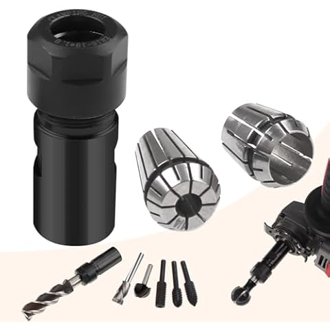 5/8"-11 Thread Angle Grinder Extension Shaft Set Electric Drill Conversion Collets Adapter Woodworking Tool Accessories Include Spring Collet 1/4" & 1/2" 3PCS Black Cover