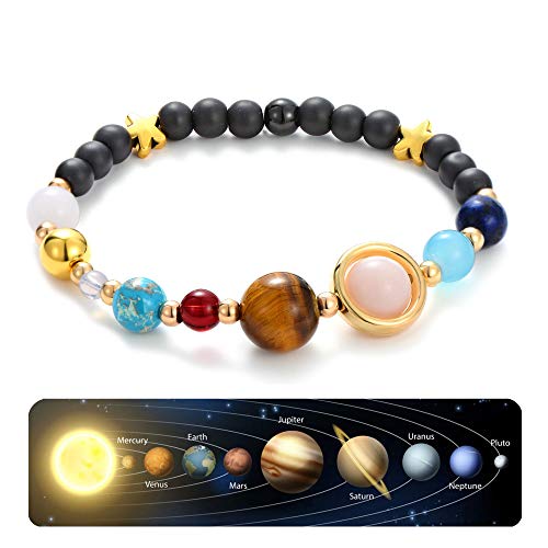 Handmade Universe Guardian Bracelets Nine Planets Star Natural Stone Astronomy Bracelet for Women Men Gift 1Pcs