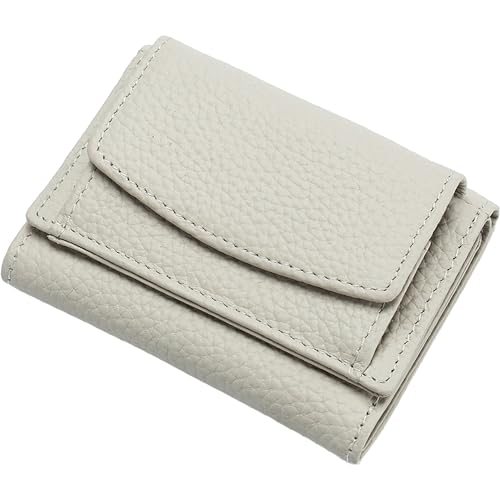 obatid Unisex RFID Blocking Mini Wallet with Coin Pouch, Anti-Credit Card Fraud Organizer Pocket, Foldable Slim Compact Card Holder (White)