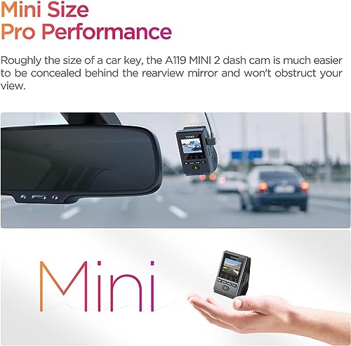 Image of VIOFO Mini Dash Cam Front A119 Mini 2, STARVIS 2 Sensor, 2K 60fps /HDR 30fps Voice Control Car Dash Camera with 5GHz Wi-Fi GPS, Night Vision 2.0, 24H Parking Mode, Supercapacitor, Support 512GB Max