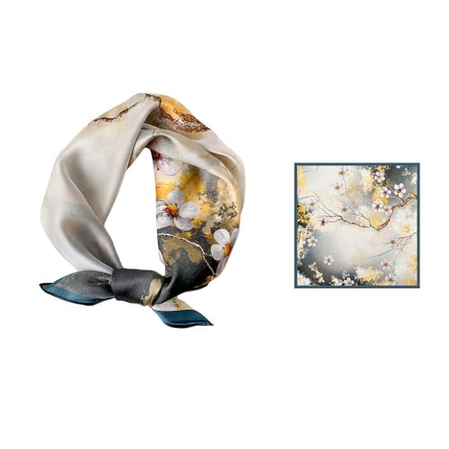 100% Mulberry Silk Scarf, 21 Inch Small Square Scarf Floral Silk Neckerchief Hair Scarf Head Sleeping Wrap Head Scarf3