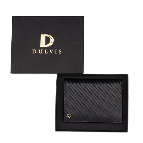 Image of Premium RFID Blocking Wallet for Men Genuine Leather Slim Carbon Texture Bifold with 12 Card Slots Clear ID Window Cash Compartment Secure Everyday Carry Accessory