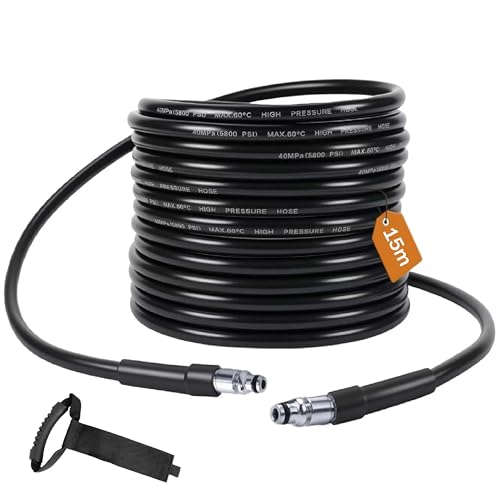 15M/50FT High Pressure Washer Replacement Hose Compatible with Bosch AQT Series Domestic Pressure Washers Bosch Aquatak Hose Drain Cleaning kit with Click-Type Plug Quick Connector SDS Fittings