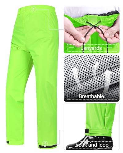 Image of iCreek Rain Suit Waterproof Jacket and Pants Hi Vis Raincoat for Men and Women Reflective Outdoor for All-Sport Work