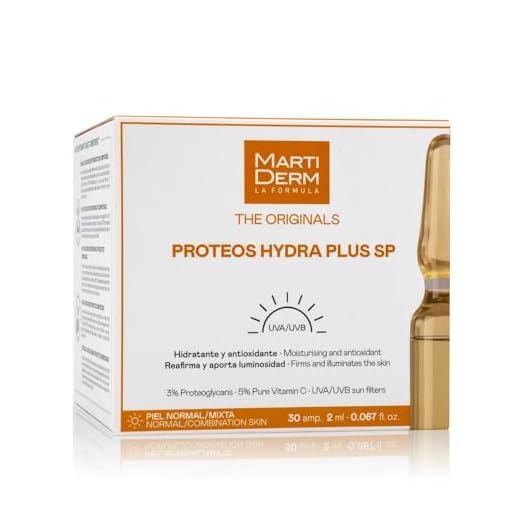 Martiderm The Originals Proteos Hydra Plus SP - Ampollas Antiedad hidratantes y antioxidantes, Protección UVA / UVB, 30 Ampollas x 2ml