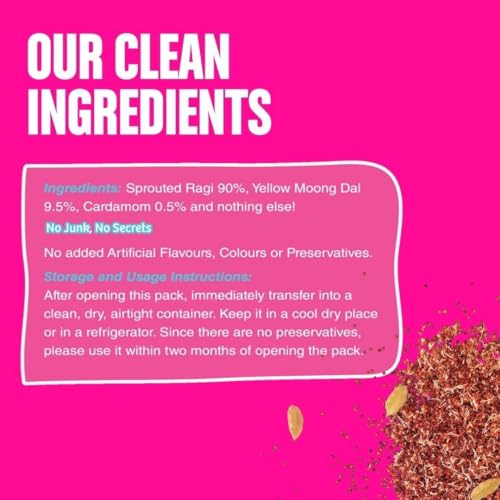 خليط عصيدة راجي مونج اند سبراوتد من ايرلي فودز، 200 غرام، خليط الدخن الاصابع، حبوب الافطار الصحية، بدون حليب او سكر مضاف او ملح - مسحوق راجي طبيعي 100% | ناشني ساتفا | دقيق ناشني | 200 غرام