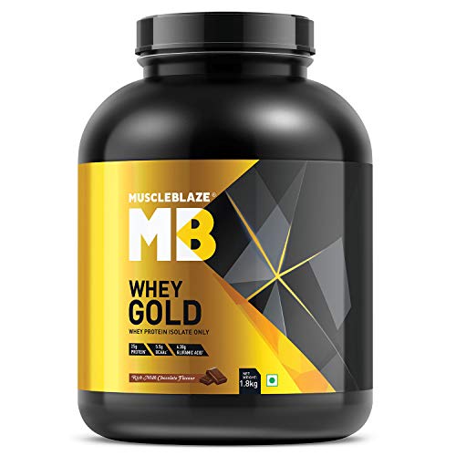 Image of MuscleBlaze Whey Gold 100% Whey Protein Isolate (Rich Milk Chocolate, 1.8 kg / 3.9 lb)