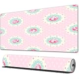 FEHWI Alfombrilla ratón 90×40 cm,Patrón de Rosas Vintage. Fondo Vectorial de Estilo Shabby Chic,Mouse Pad con Superficie Suave y Base de Goma Antideslizante,Oficina y Gaming en casa