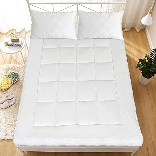 Mightysoft Mattress Topper Double Bed 10cm Thick With 850GSM Filling, Quilted & Extra Deep Double Mattress Protector, Fluffy & Breathable Microfibre Mattressessdouble Topper with Elasticized Straps