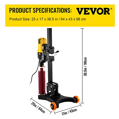 Vevor Core Drill Machine 305 Mm 12 Inch Core Drill Rig Powerful Rugged Diamond Concrete Core Drill 110V 500 R/Min Core Drill Rig With Stand Tool Wet Dry Concrete Brick Block Drilling 4800W With Wheel #TOP6