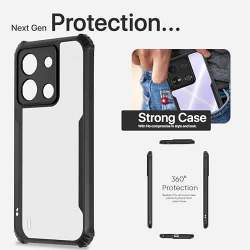 Image of Pikkme itel A04 Back Cover | Crystal Clear Transparent Back | Ultra Hyrbid | Full Camera Protection | Raised Edge | Bumper Back Case (Black)