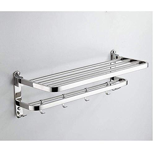 Porte-serviettes double couche pliable 60cm en acier inoxydable - 2