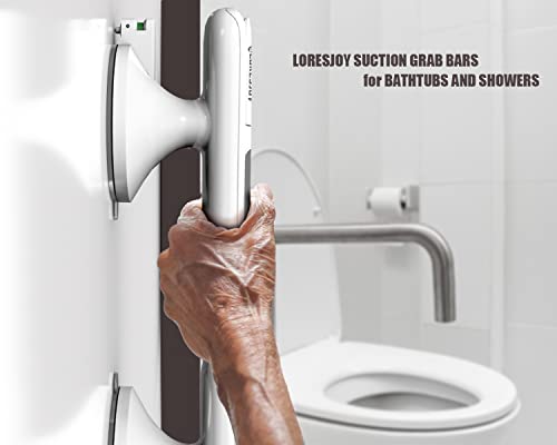 Loresjoy 2 Pack Shower Handles For Elderly Suction, 12 Inch Shower Grab Bars For Seniors, Grab Bars For Bathtubs And Showers, Handicap Grab Bars, Bathroom Grab Bars For Tiles Glass & Hard Plastic #TOP5
