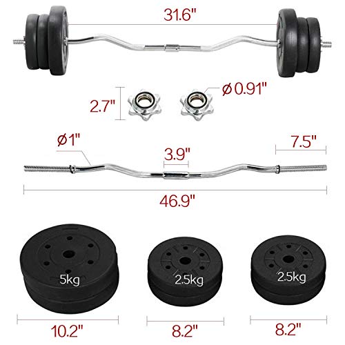 Yaheetech 55Lb Olympic Barbell Dumbbell Weight Set Gym Lifting Exercise Workout Olympic Bar Curl Bar #TOP2