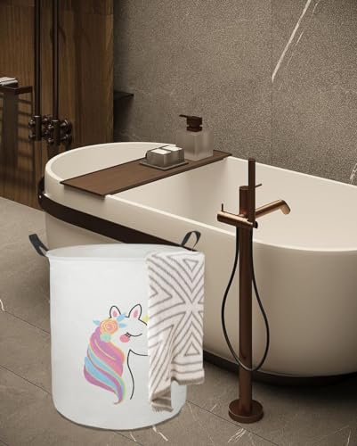 Image of Collapsible Kids Laundry Basket Clothes Hamper, Foldable Storage Organizer Bin, Toy Clothes Storage with Handles for Boys Girls Bedroom, Room Decor Unicorn