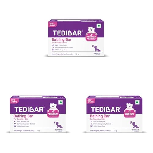 Image of Tedibar Moisturising Baby Bathing Bar 75g (Pack of 3) 100% Soap Free No. 1* Pediatrician Prescribed Moisturising Bar - By Torrent Pharma