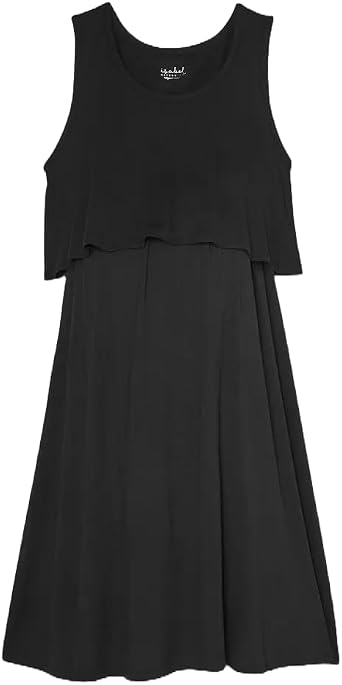 Ingrid & Isabel Isabel Maternity Double Layer Nursing Midi Maternity Dress - Small, Black