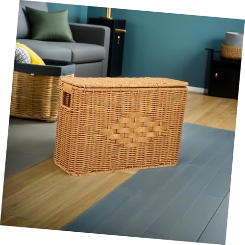 Boîte en panier tressé naturel YARNOW de forme allongée pour ranger