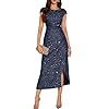 DRESSTELLS Women’s Sparkly Formal Wedding Guest Dresses, Sequin Cocktail Party Evening Prom Slit Maxi Dress