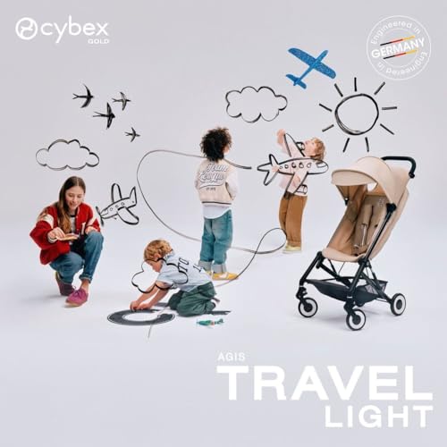 Cybex AGIS Ultra-Compact Travel Stroller, Carry-On Compliant, Lightweight, Compact Fold, One-Hand Recline, Smooth Suspension, UPF 50+ Sun Canopy, Compact Self-Standing Fold, Almond Beige/Black Frame by Cybex - Image 4