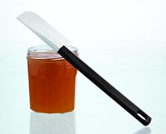 Matfer Bourgeat Elveo Jar Spatula, Narrow Design for Scraping & Spreading, Heat Resistant Rubber Spatula w/Exoglass Handle