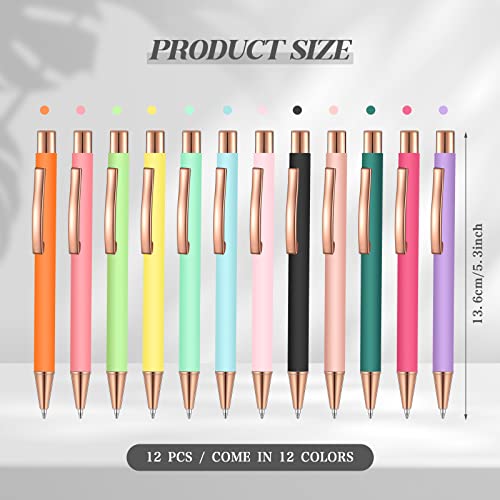 12 Pcs Ballpoint Pens With Stylus Tip Assorted Colors Smooth Writing Pens Cute Metal Stylus Pens Black Ink Medium Point 1.0 Mm Gift Pens For Friends Women Men Office Note Taking Supplies #TOP1