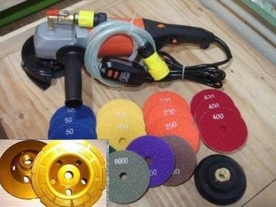 Concrete Wet Polisher Aggregate Grinder Diamond Pads (FREE DVD)