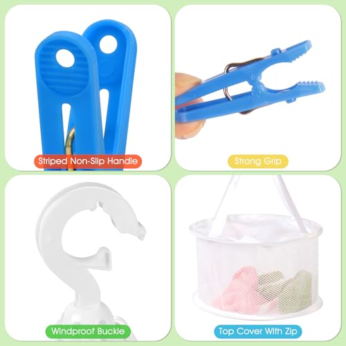 lohey 48Pcs Pegs for Washing Line with Bag, Windproof Plastic Washing Line Pegs, Non-Slip Strong Grip Laundry Clips, Perfect for Indoor Outdoor Drying, Home Garden Essential - Image 5