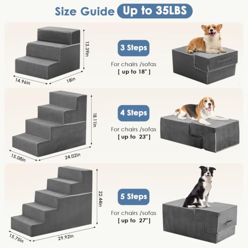 DUMOS Dog Stairs for Small and Medium Dogs, 4-Step Pet Steps, Standard,Grey by DUMOS - Used condition - Image 3