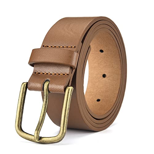 Dirk41 Leather Belt for Men Heavy Duty Buckle Wide Men's Belt Jeans Belt Big Boy Dress Belt (Brown, A)2