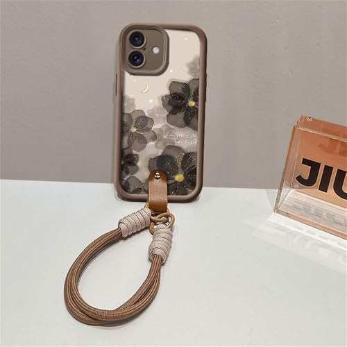 Capa de celular com cordão de flores retrô para Xiaomi 14T 12T 13T 11T 15 14 12 13 Poco X6 X5 X3 F3 F5 Pro Lite, capa com alça de pulso, XCJ41, PKCoffeeSS, para Xiaomi 14