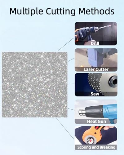 Image of Acrylic Sheets Both-Side Glitter Acrylic Sheets 1 /8 Thick for Laser Cutting Engraving Plexiglass Sheets for Art Design Crafting DIY Home Decore Festival Ornaments (2, Silver, 12X12inch)