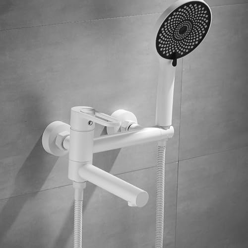 Baignoire et douche agréable grâce au mitigeur mural blanc 2 modes LWX