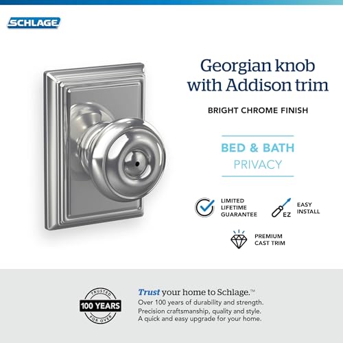 Image of SCHLAGE F40GEO625ADD Addison Collection Georgian Privacy Knob, Bright Chrome