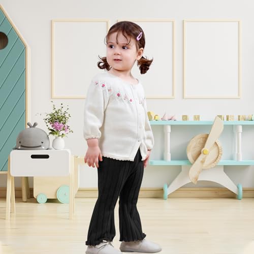 Neutocd Baby Girl Flare Pants Toddler Bell Bottoms Leggings Infant Stretchy Soft Trousers Solid Elastic Waist Pants2