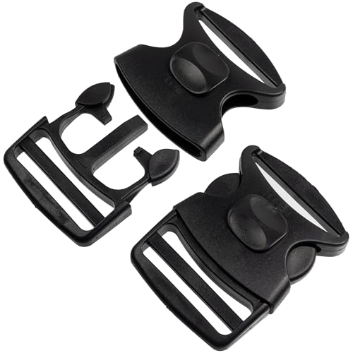 AERZETIX - Lote de 4 hebillas de clip ajustables con cierre | paso de correa de 50 mm | para mochila y correas ajuste bandoleras proyectos de costura | color negro | plástico