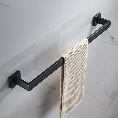 Junsun Square Towel Bar 24-Inch Stainless Steel Bathroom Hardware Towel Holder Modern Design Towel Rail Bathroom Accessories Towel Rod Contemporary Towel Rack Wall Mounted Matte Black thumb #7