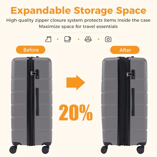 Image of NEWBULIG 3 Piece Luggage Set, Expandable Suitcase with Spinner Wheels